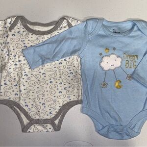 Duck Duck Goose: Baby Long Sleeve Cloud Onesies (6-9 Months)